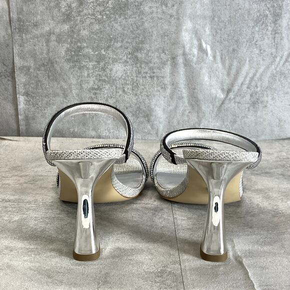 MICHAEL MICHAEL KORS Women's Silver Rhinestone Embellished Clara Dress Sandals - Picture 5 of 10